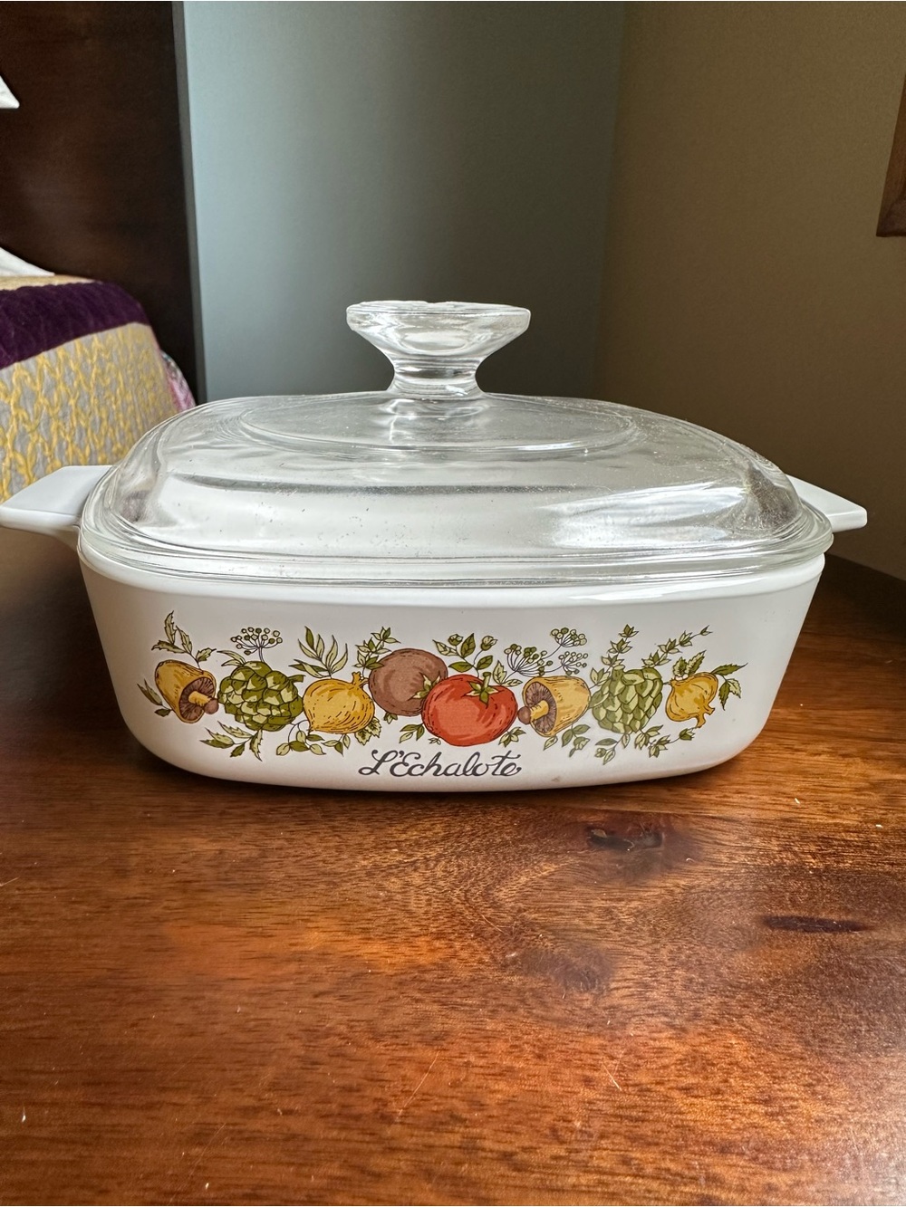 Vtg CorningWare Spice of Life‎ 1 Qt Casserole  L'Echalote w/Glass/Plastic Lids